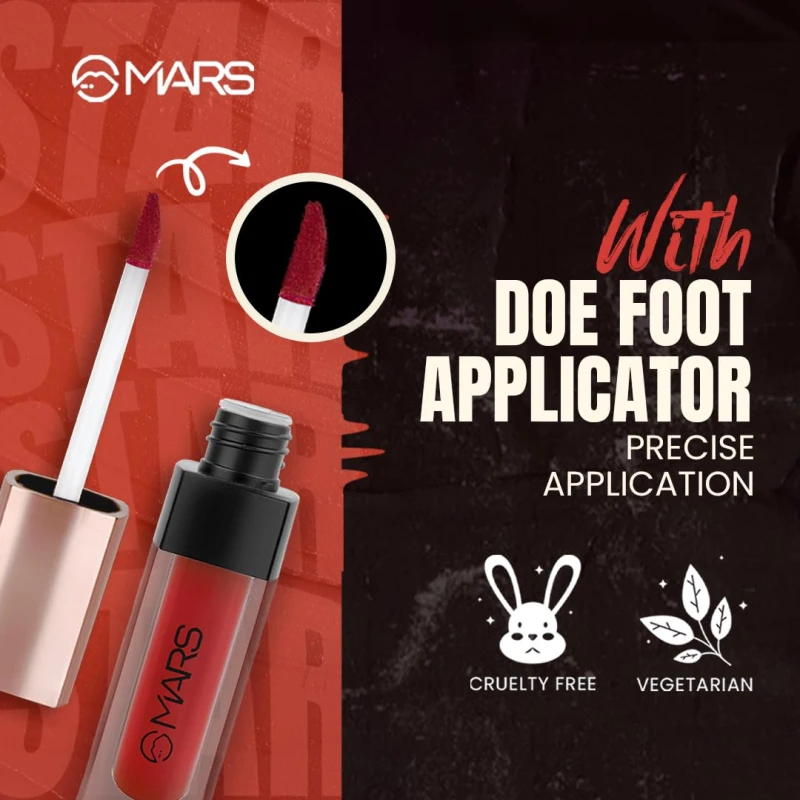 MARS Popstar Non-Drying Liquid Mousse Lipstick for Women with Matte Finish | Lightweight and Non-Sticky Formula | Up to 12 Hour Long Lasting | Transferproof & Waterproof (6.0ml) (06-Starry) thumbnail 4